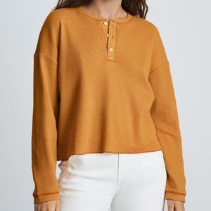 Everlane The Organic Cotton Waffle Henley Burnt Orange L